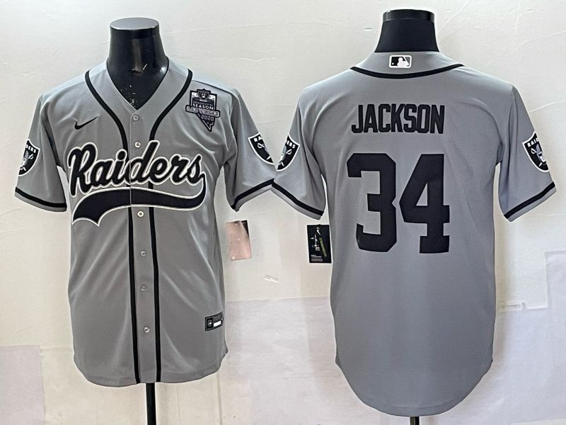 Men 2025 Oakland Raiders #34 Jackson Grey 3th generation Joint Name Nike Limited NFL Jersey style 077